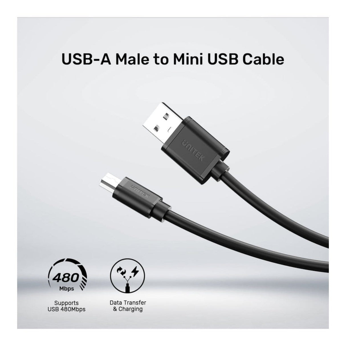 Unitek Type-A Male to Mini USB Cable 1.5m Y-C1432EBK