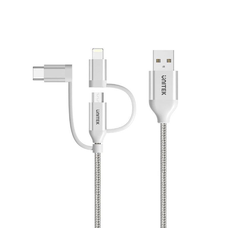Unitek Y-C4036ASL 3-in-1 to Type-A Multi Charging Cable 1m Silver