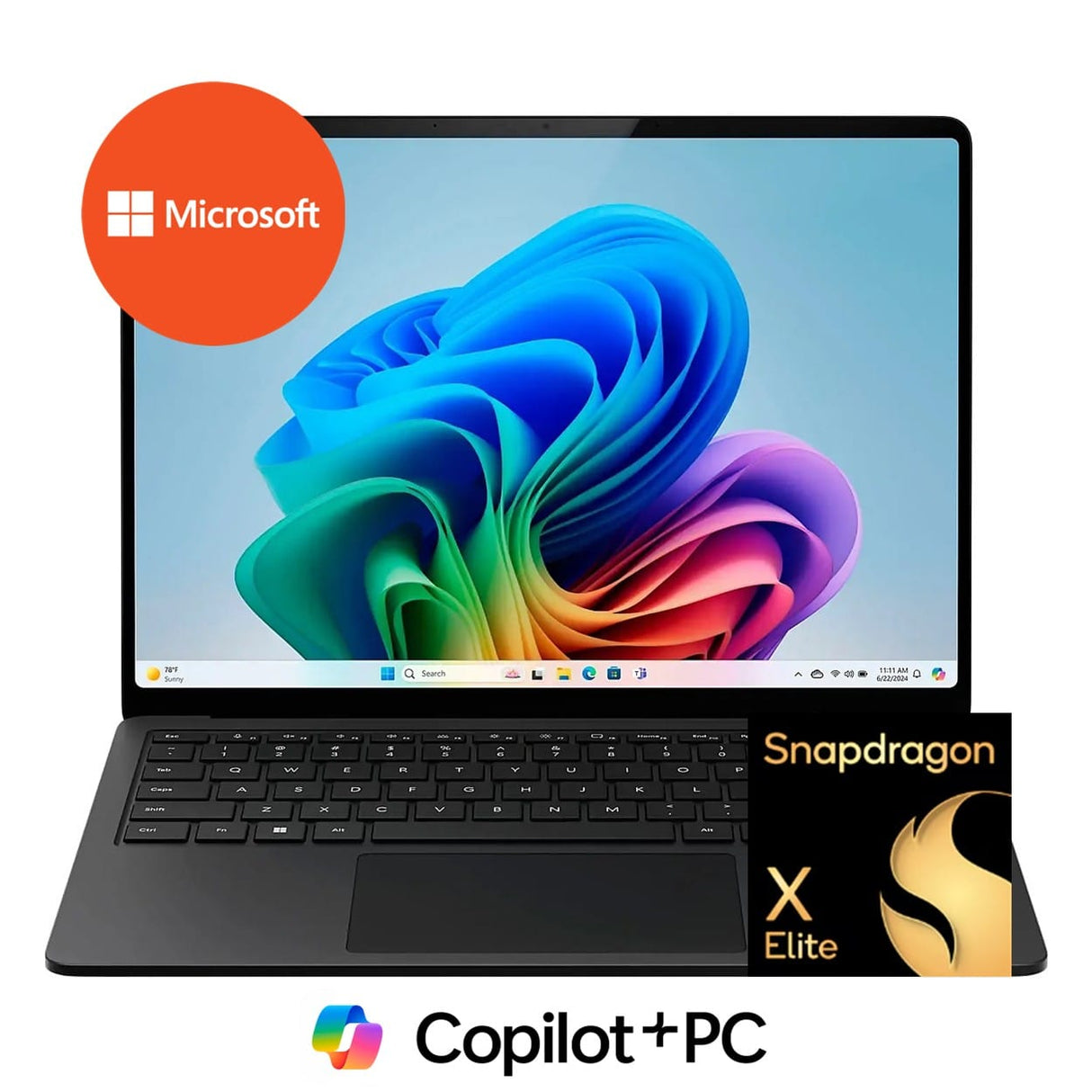 Microsoft Surface 7 13.8-inch PixelSense Laptop - Snapdragon X Elite 512GB SSD 16GB RAM Win 11 Pro Black