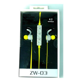 Geeko ZW-03 Wireless Bluetooth Earphones Yellow ZW-03-YLW