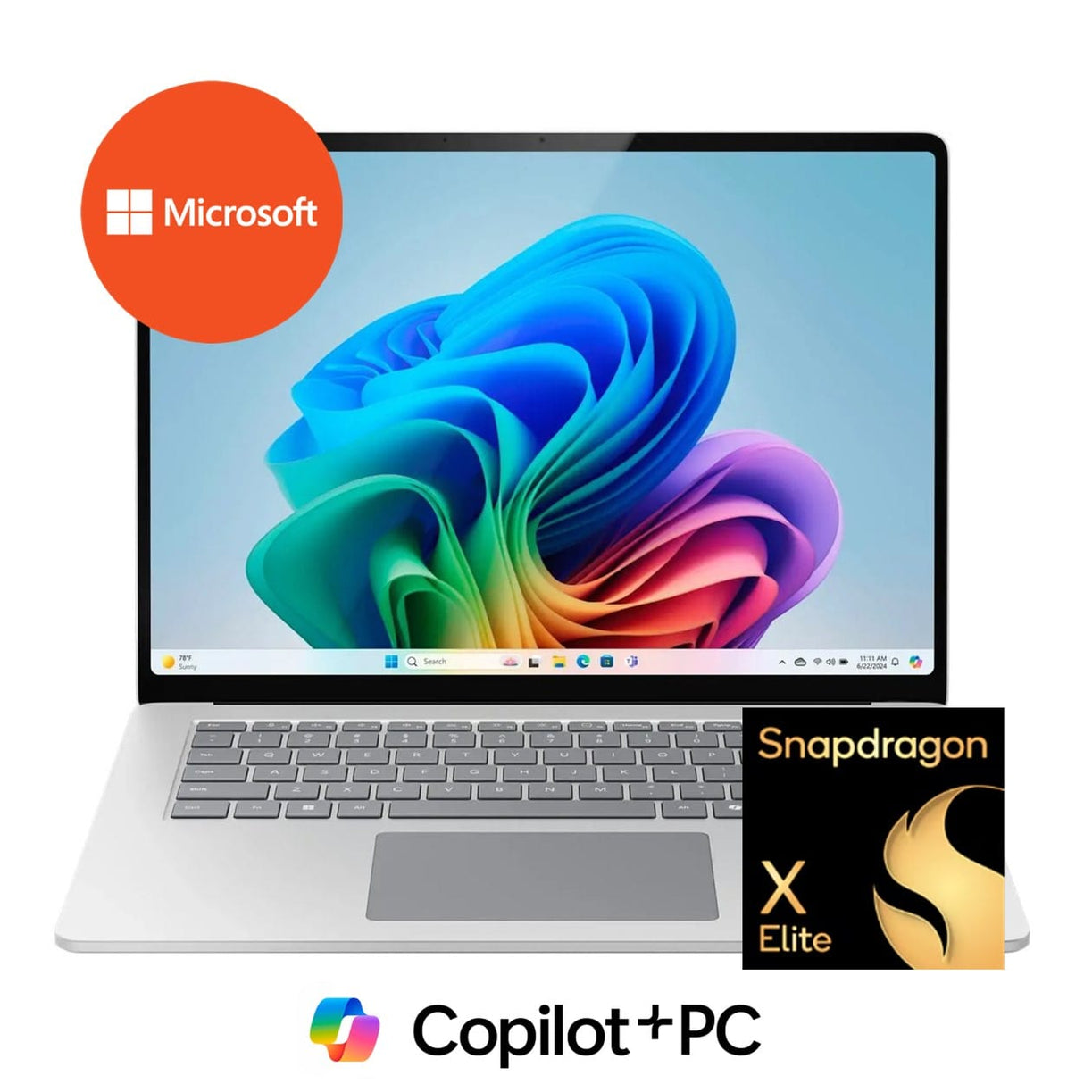 Microsoft Surface 7 15-inch PixelSense AI Laptop - Snapdragon X Elite 1TB SSD 16GB RAM Win 11 Pro Platinum