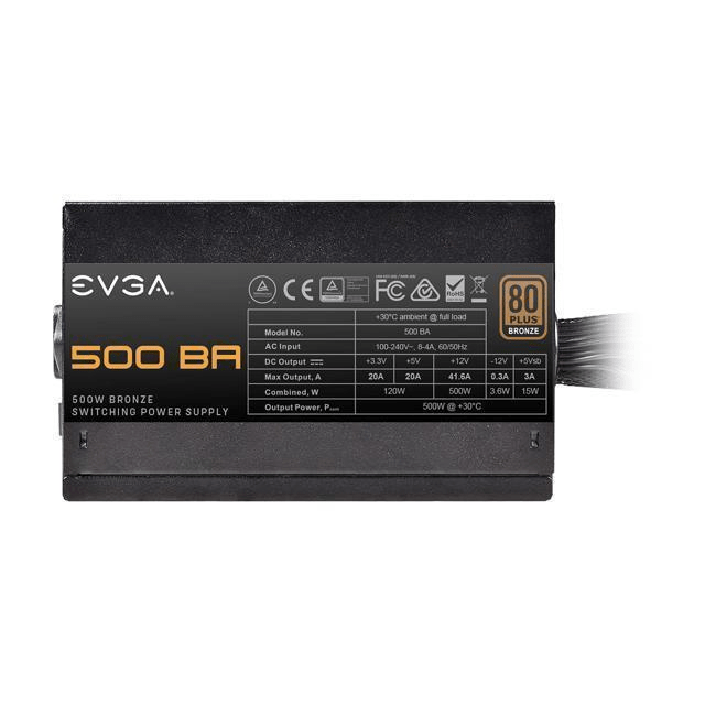 EVGA 500 BA 80 PLUS Bronze 500W 24-pin Power Supply ATX Black 100-BA-0500-K1