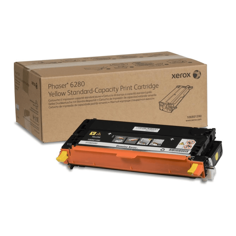 Xerox Phaser 6280 Yellow Toner Cartridge 2,200 Pages Original 106R01390 Single-pack