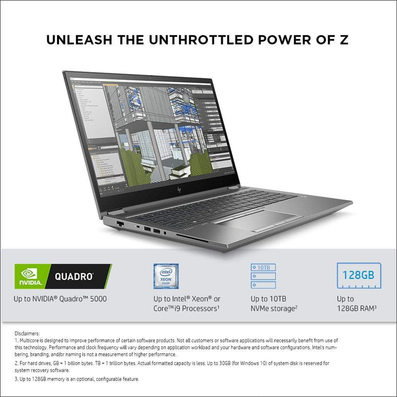 HP ZBook Fury 15 G7 15.6-inch 4K UHD Mobile Workstation - Intel Core i7-10750H 64GB RAM 512GB SSD NVIDIA Quadro RTX 5000 Windows 10 Pro 119Y4EA