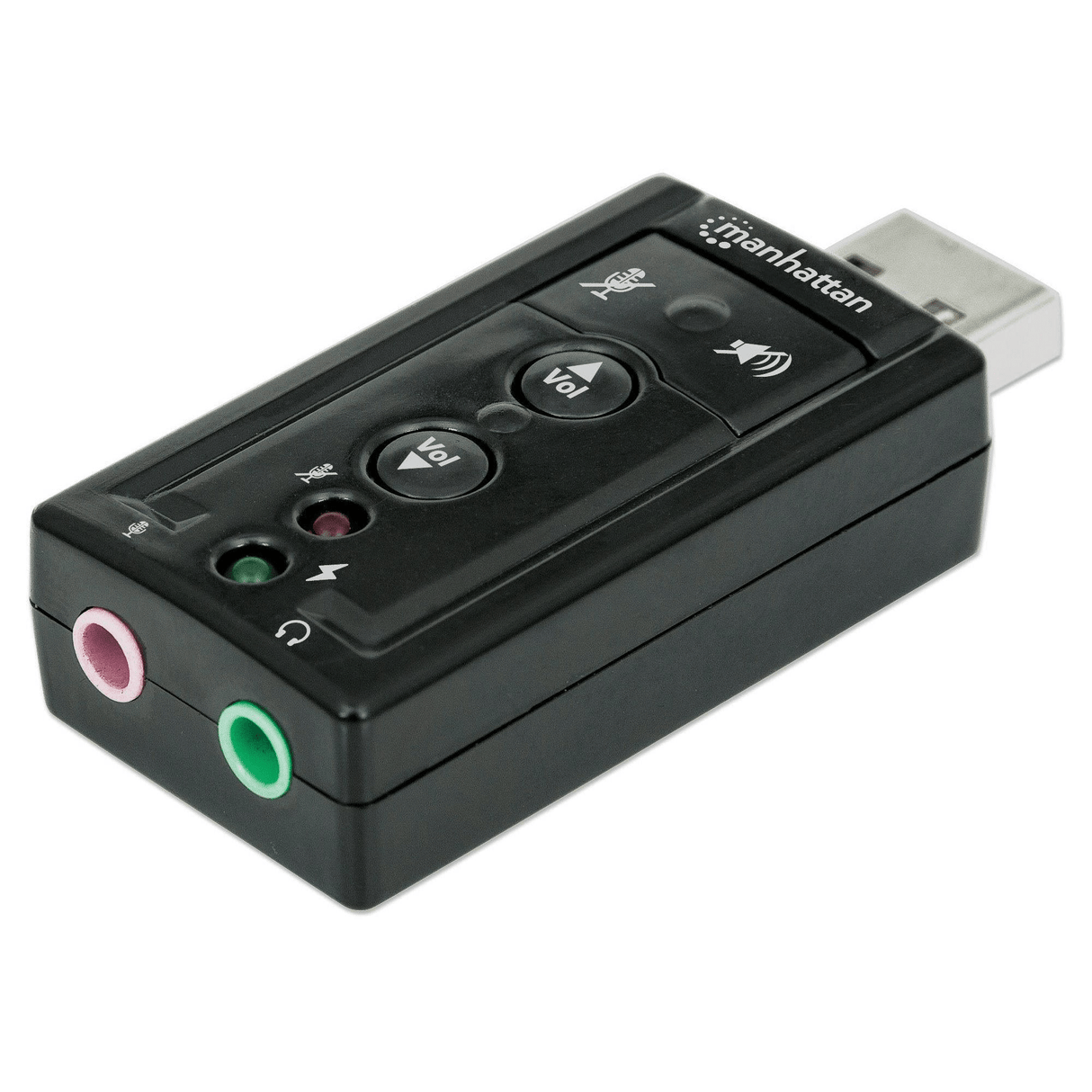 Manhattan USB-A Sound Adapter, USB-A to 3.5mm Mic-in and Audio-Out Ports