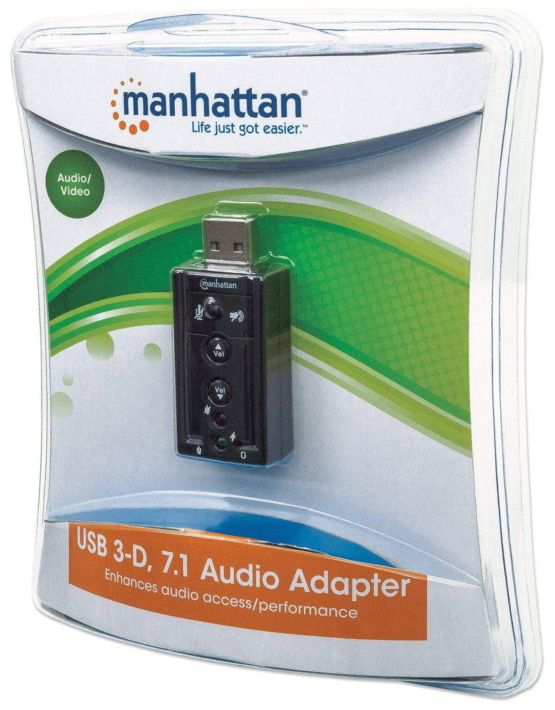 Manhattan USB-A Sound Adapter, USB-A to 3.5mm Mic-in and Audio-Out Ports