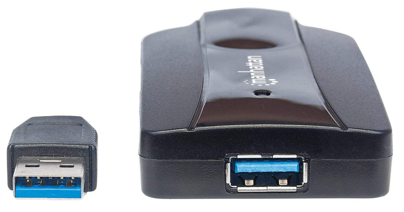 Manhattan Superspeed USB 3.0 Hub and Card Readerwriter Black 163590