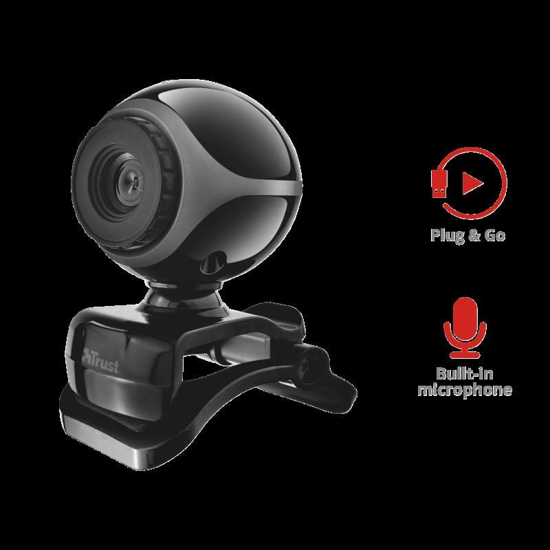 Trust Exis Webcam 0.3 MP 640 x 480 Pixels USB 2.0 Black With Built in Mic 17003