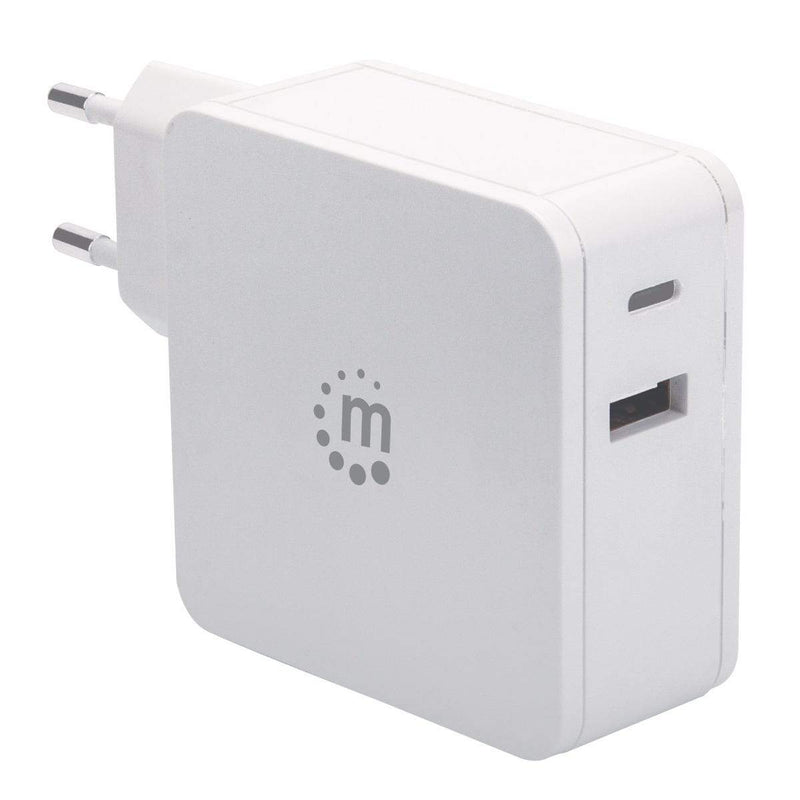 Manhattan Wall/Power Charger Euro 2-pin USB-C and USB-A Ports USB-C OUTPut: 60W / 3A 180221