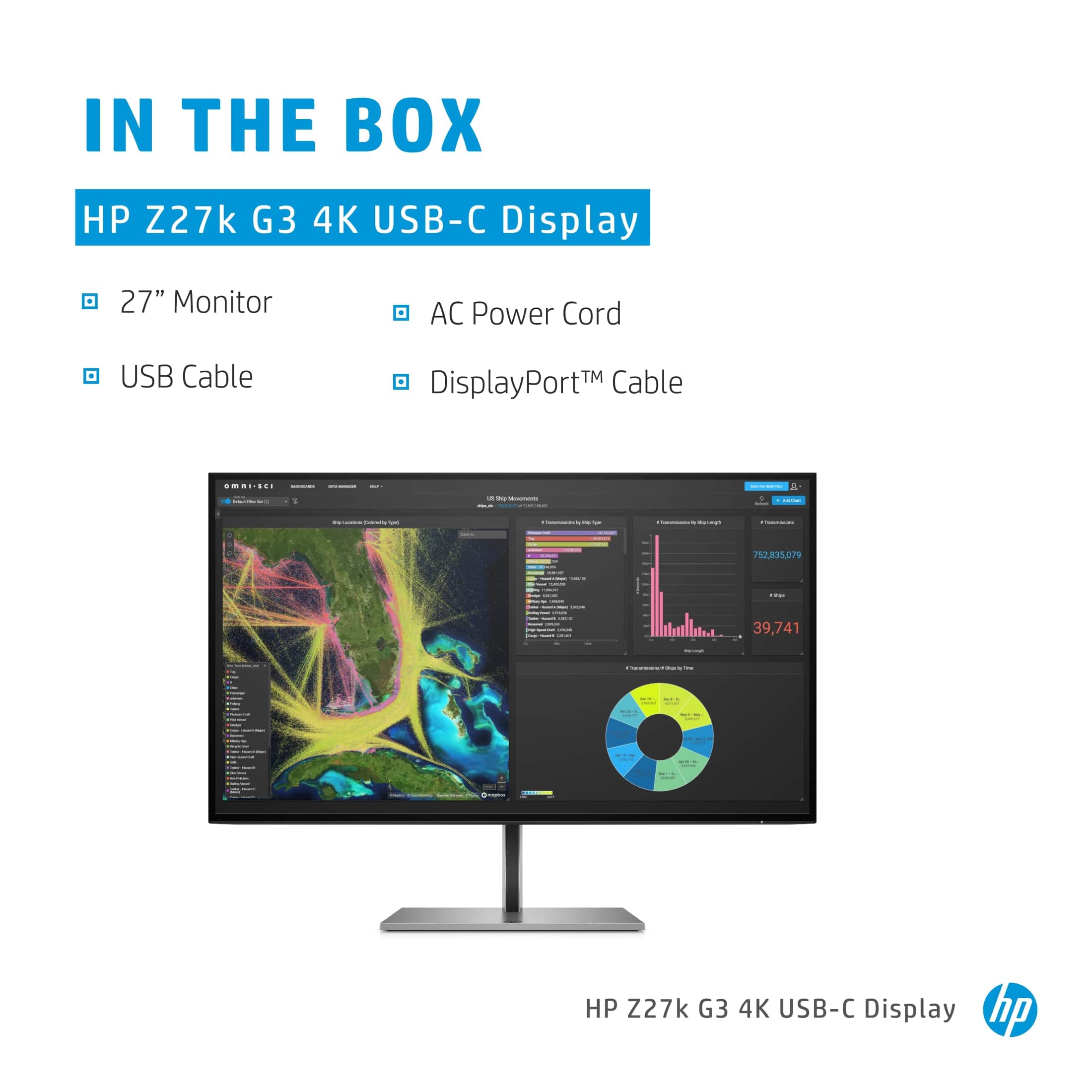 HP Z27k G3 27-inch 3840 x 2160p 4K UHD 16:9 60Hz 5ms IPS LED