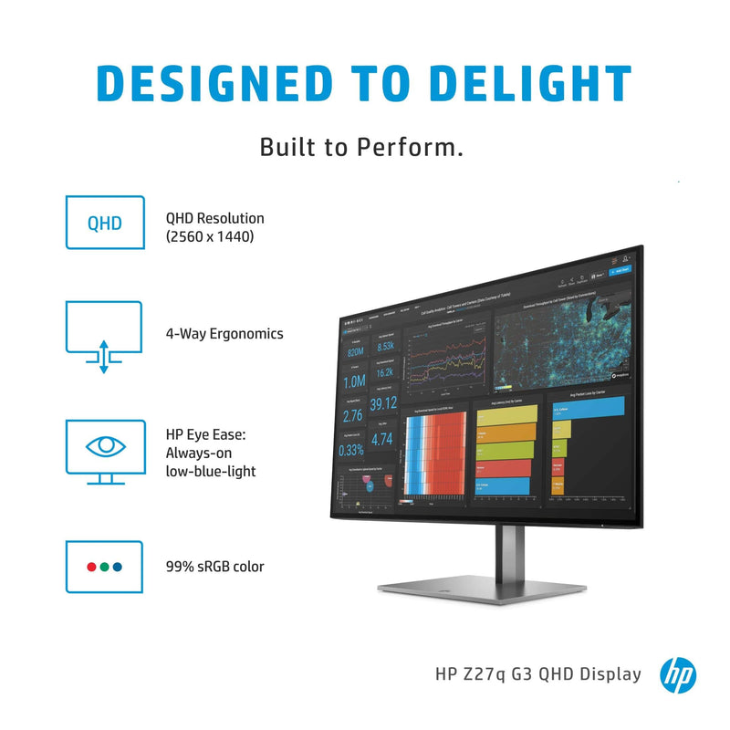 HP Z27q G3 27-inch 2560 x 1440p QHD 16:9 60Hz 5ms LED Monitor 1C4Z7AA