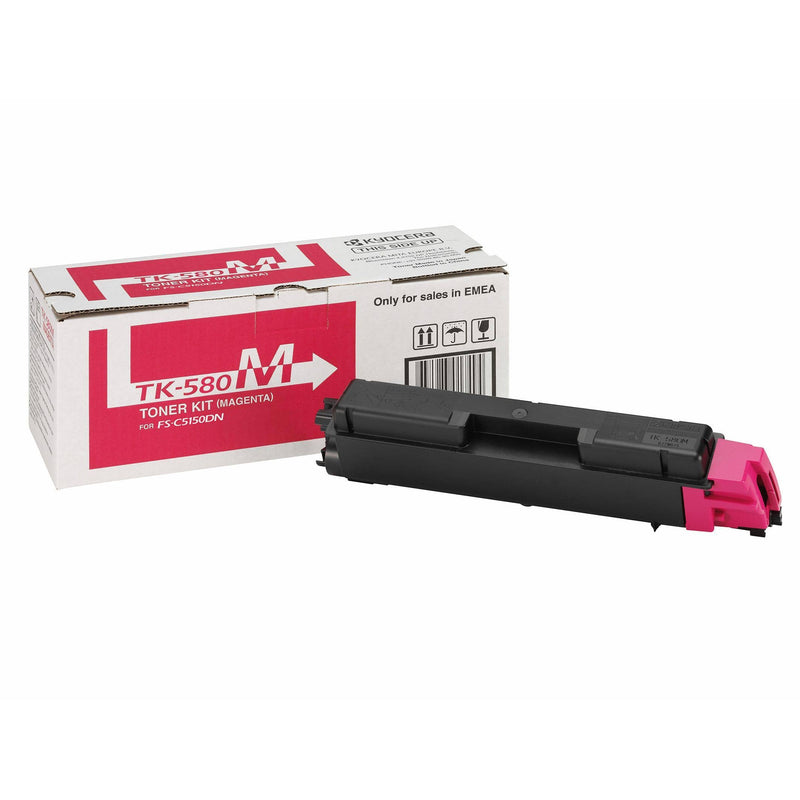 Kyocera TK-580M Magenta Toner Kit Cartridge 2,800 Pages Original 1T02KTBNL0 Single-pack