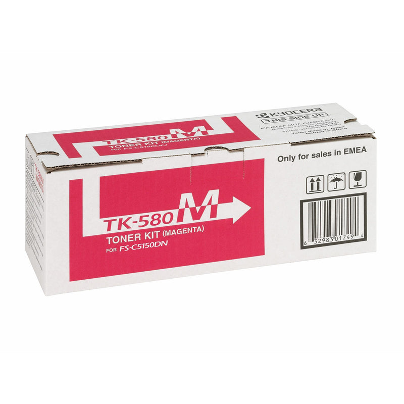 Kyocera TK-580M Magenta Toner Kit Cartridge 2,800 Pages Original 1T02KTBNL0 Single-pack