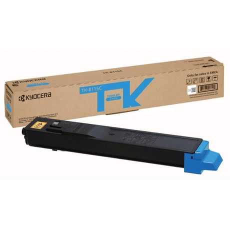 Kyocera TK-8115C Cyan Toner Kit Cartridge 6,000 Pages Original 1T02P3CNL0 Single-pack