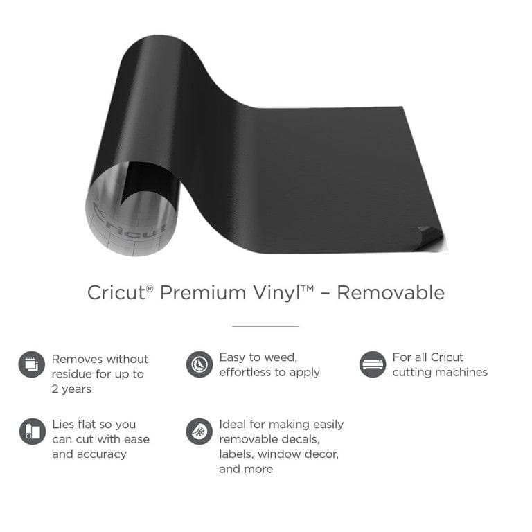 Cricut Premium Vinyl 30x122cm 1-sheet Black Removable 2004296