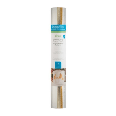 Cricut Premium Vinyl Permanent 30.5x61cm 3-sheet Textured Metallic Precious Metals 2007743