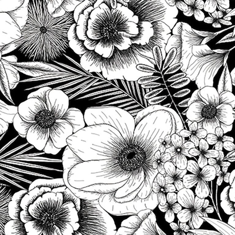 Cricut Joy Adhesive Backed Deluxe Paper 10-sheets Black and White Botanicals 2008049
