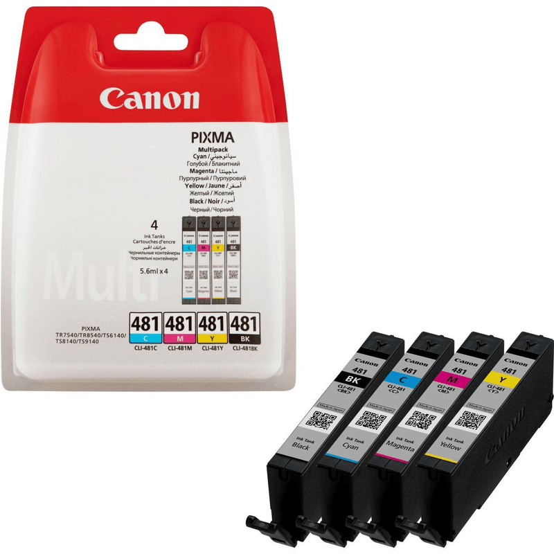 Canon CLI-481 Black, Cyan, Magenta, Yellow Printer Ink Cartridges Original 2101C005 Multi-pack
