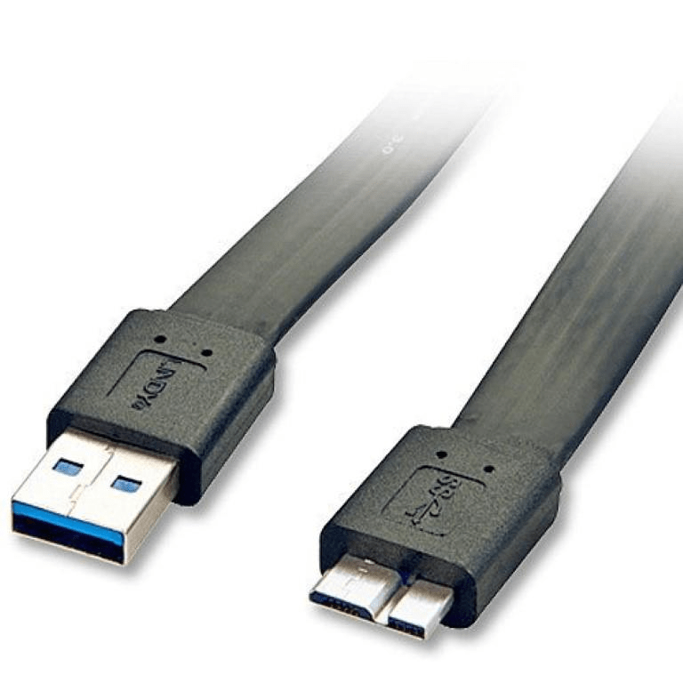 Lindy 2m USB 3.0 Flat A-M to Micro-B Cable A/MicroB 3.2 Gen 1 3.1 A Micro-USB B Black 31471