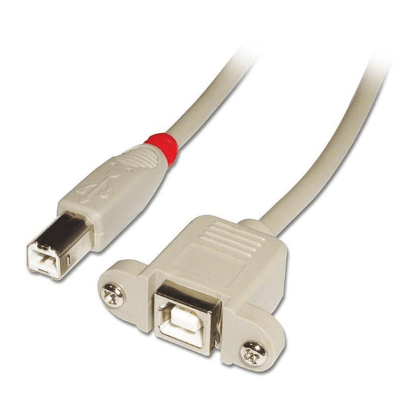 Lindy 2m USB BM to BF PANEL MOUNT B Cable Grey 31669