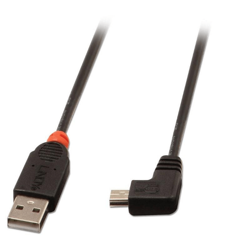 Lindy 50cm 90-Degree Right Angle USB 2.0 Type A to Mini-B Cable 31970