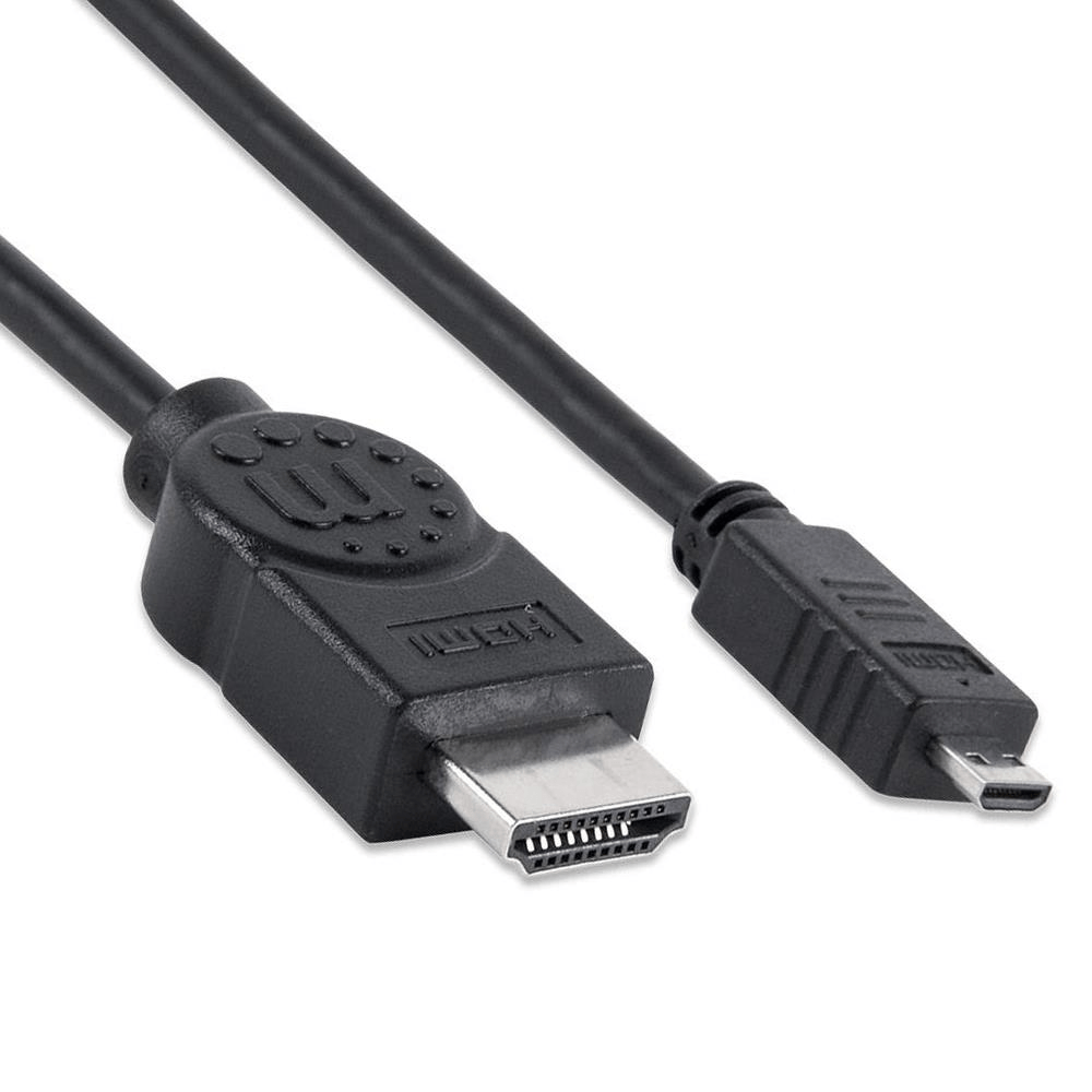 Manhattan High Speed HEC ARC 3D 4K 30Hz HDMI Male to Micro Male HDMI Cable with Ethernet 324427