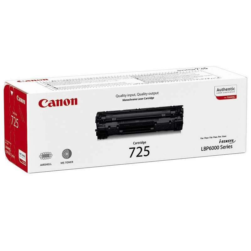 Canon CRG 725 Black Toner Cartridge 1,600 Pages Original 3484B002 Single-pack
