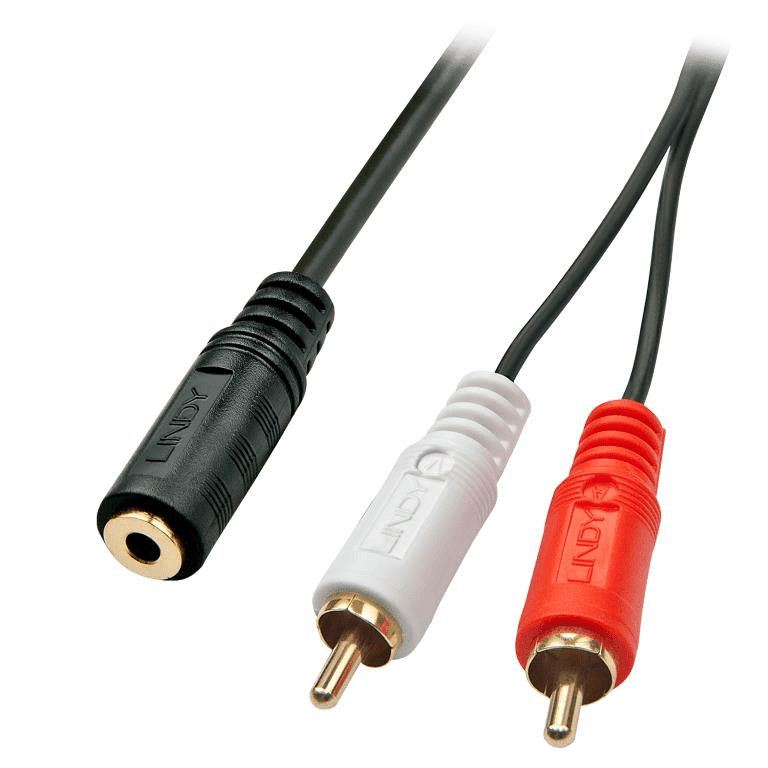 Lindy 25cm Female/2x RCA Phono Male Audio/Video Adapter Cable 35677