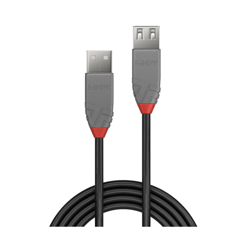 Lindy 2m USB A Cable Black Grey 36703