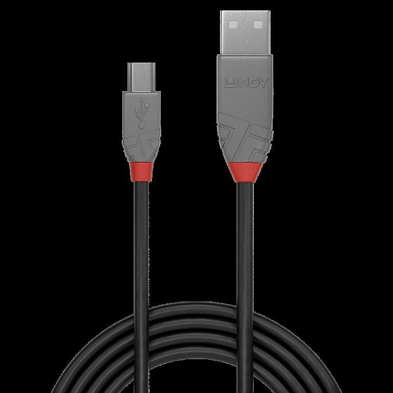 Lindy 5m Anthra Line USB 2.0 Type A to Mini-B Cable 36725