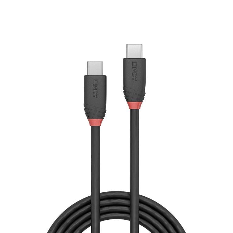 Lindy 0.5m Black Line 20Gbps USB 3.2 Type C-to-C Cable 36905
