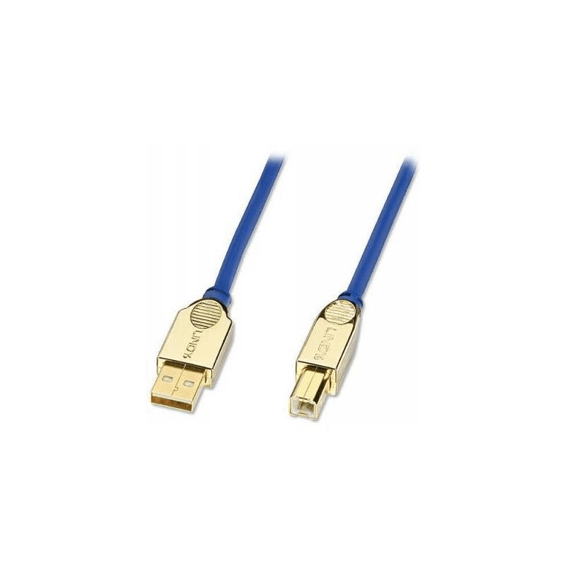 Lindy 50cm HQ USB 2.0 Cable Gold A/B B Blue 37650