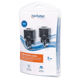 Manhattan 3m SVGA Monitor Cable HD15 Male to Male Compatible with VGA Fully Shielded 393782