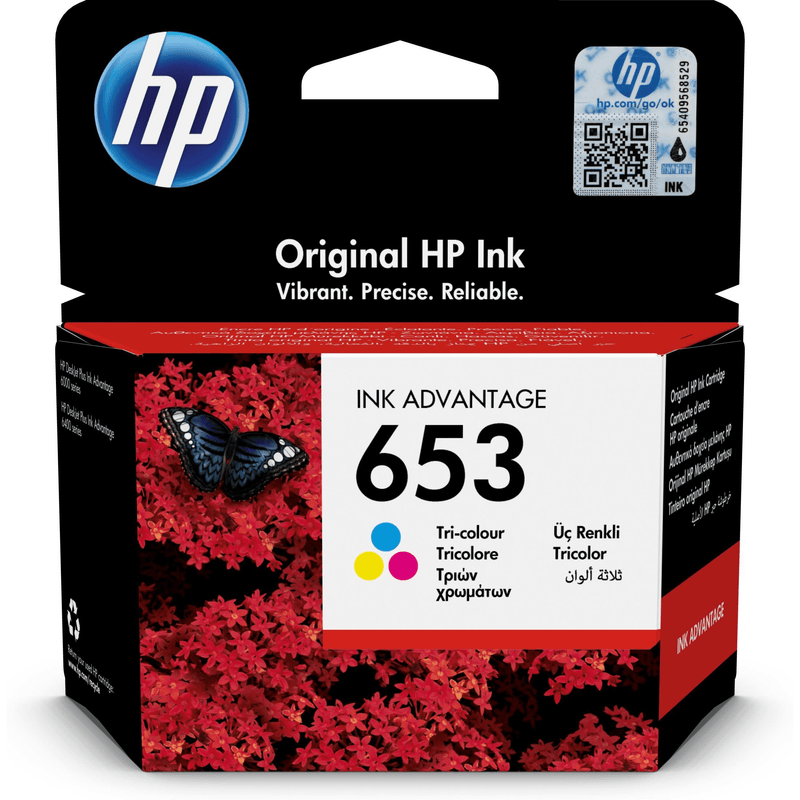 HP 653 Ink Advantage Cyan, Magenta, Yellow Standard Yield Printer Cartridge Original 3YM74AE Single-pack