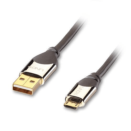 Lindy 5m USB 2.0 AM to Micro-B Cromo Cable A/MicroB A Micro-USB B Black 41597