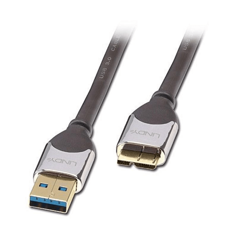 Lindy 2m USB 3.0 AM to Micro-BM Cromo Cable 3.2 Gen 1 3.1 A Micro-USB B Black 41619