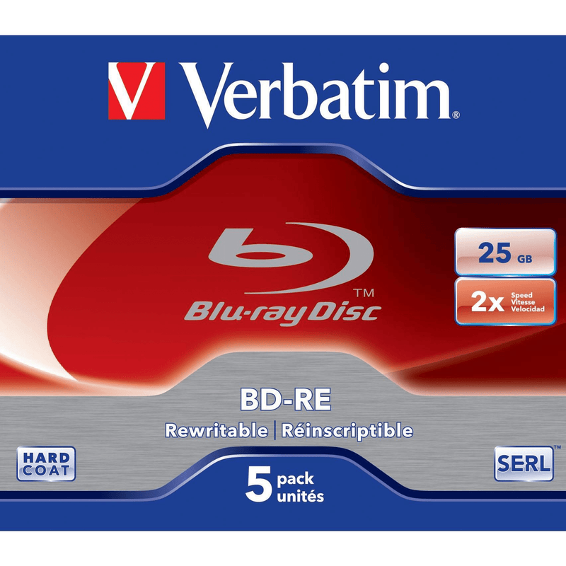 Verbatim 43615 Blank Blu-Ray Disc BD-RE 25GB 5-pack