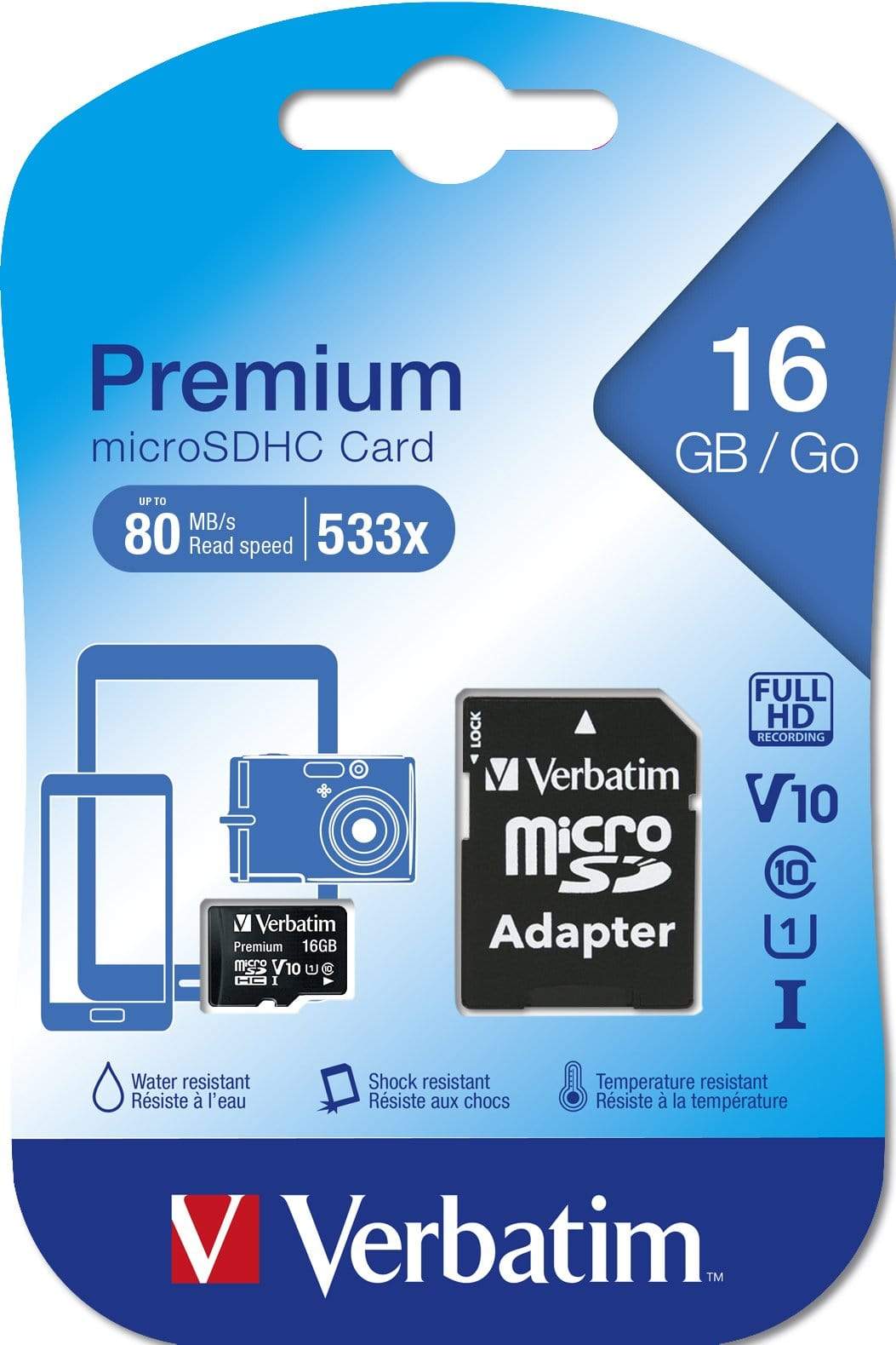 Verbatim Premium Memory Card 16GB MicroSDHC Class 10 44082