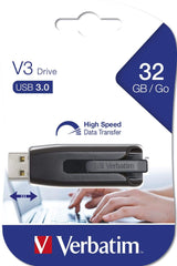 Verbatim Store n Go V3 32GB USB 3.2 Gen 1 Type-A Black and Grey Flash Drive 49173