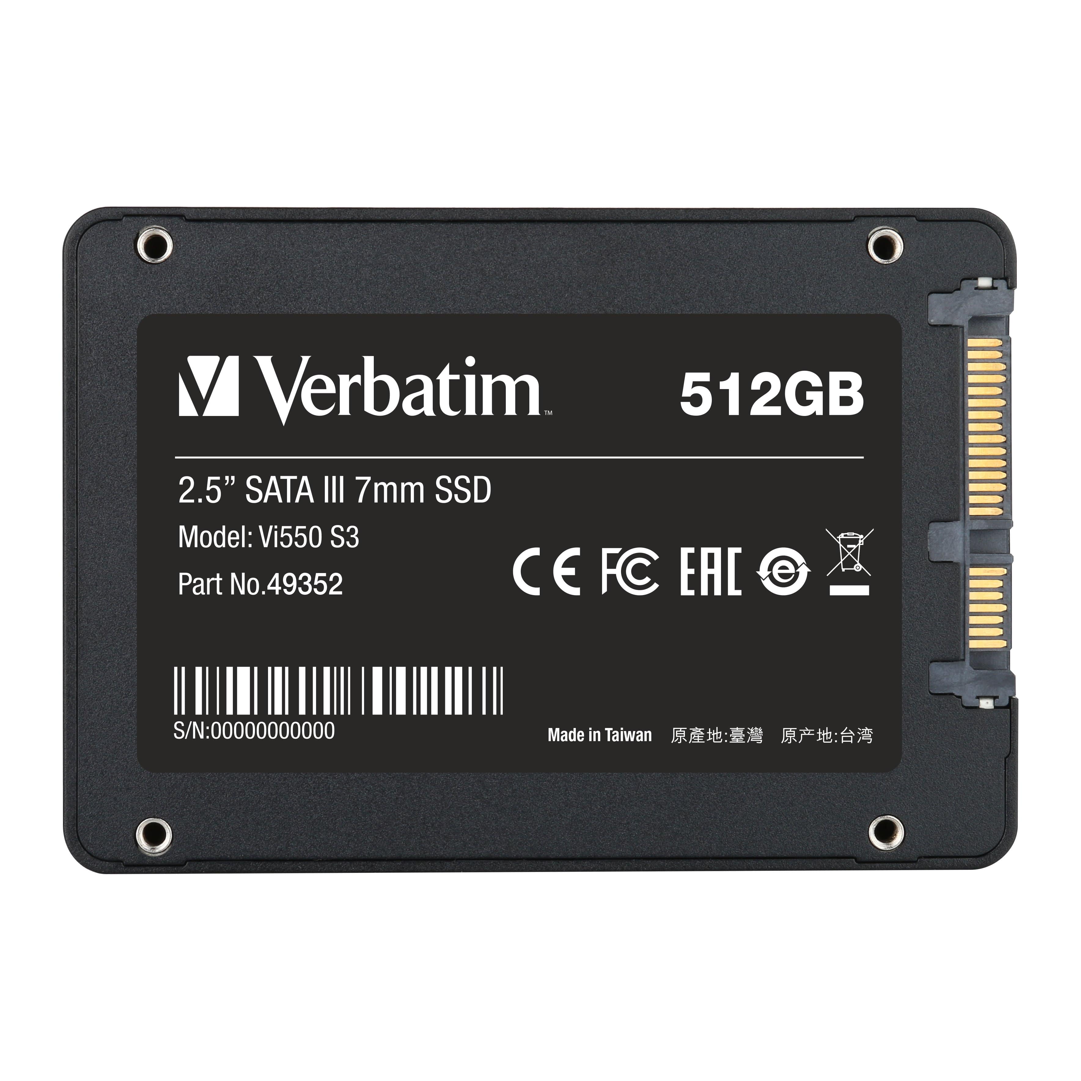 内蔵型SSD verbatim Vi550 S3 SSD 512GB 49352-J Vi550 S3 SSD 512GB | SATA 3 Solid State Drive | Verbatim