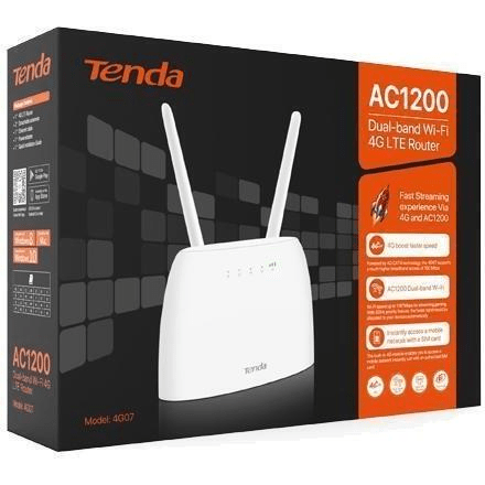 Tenda 4G07 4G Wireless Router - Dual-band 2.4 GHz and 5 GHz Gigabit Ethernet White