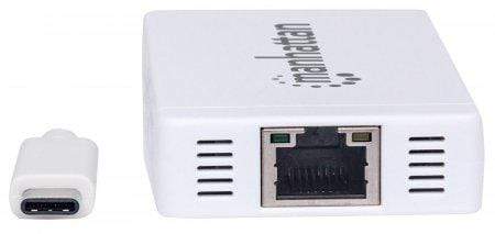 Manhattan Type C to 3-port USB 3.0 Hub with Gigabit Network Adapter 507608