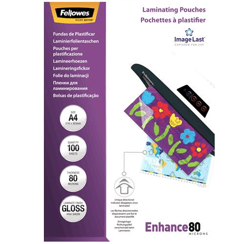 Fellowes ImageLast A4 80 Micron Laminating Pouch 100-pack 5306114