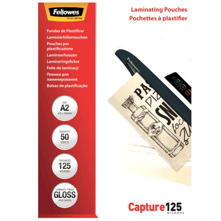 Fellowes A2 Glossy 125 Micron Laminating Pouch 50-pack 5309302
