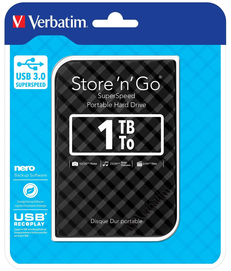 Verbatim Store n Go USB 3.0 1TB Black External Hard Drive 53194