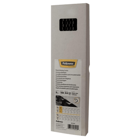 Fellowes 6mm Plastic Binding Combs Black 5345307