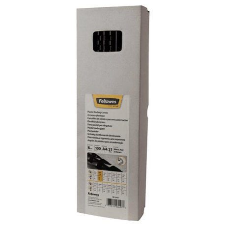 Fellowes 8mm Plastic Binding Combs Black 5345707