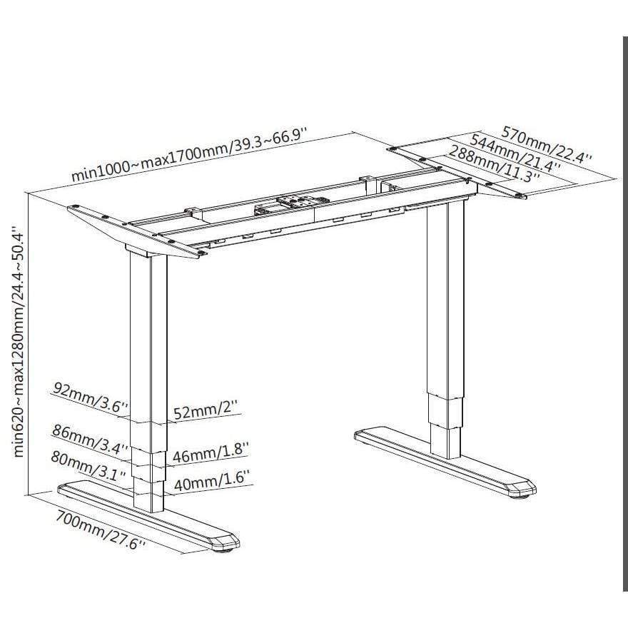 Equip ERGO Electric Sit-Stand Desk Frame Dual Motor Grey 650803