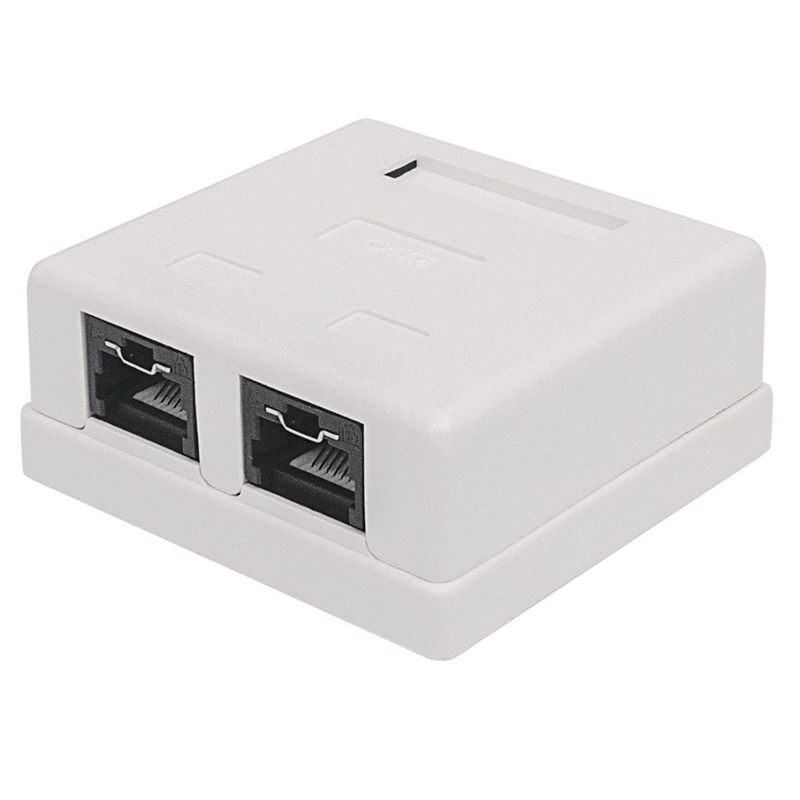 Intellinet 2-port CAT6 UTP WallMount Box - White 771467