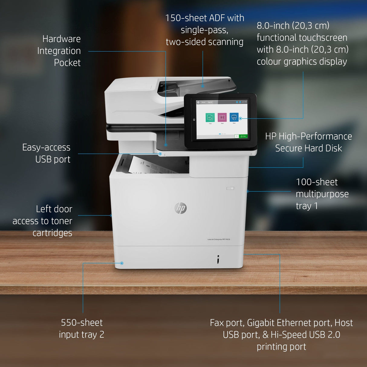 HP LaserJet Enterprise M636fh Multifunction Color A4 Duplex Laser Printer 7PT00A